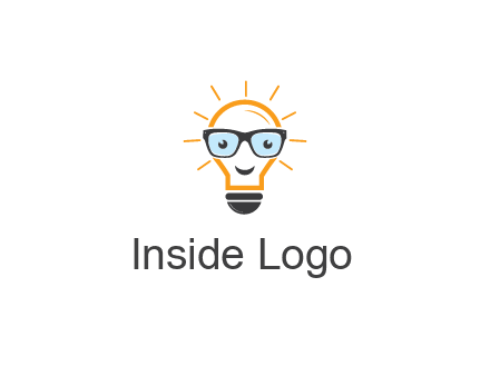 line art light bulb with face wearing glasses