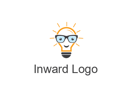 line art light bulb with face wearing glasses