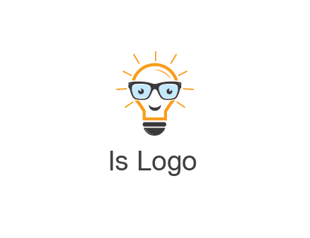 line art light bulb with face wearing glasses