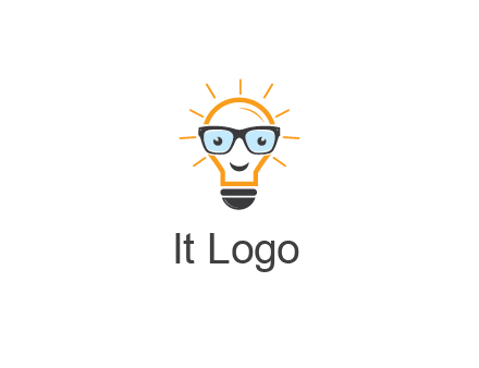 line art light bulb with face wearing glasses