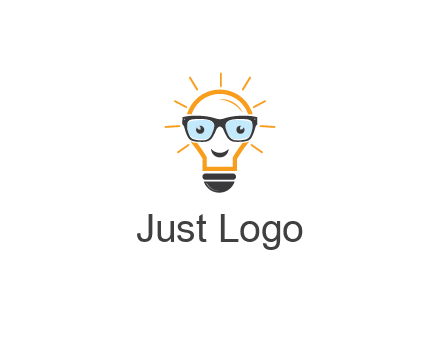 line art light bulb with face wearing glasses