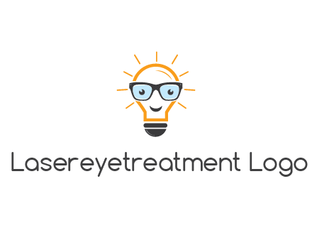line art light bulb with face wearing glasses