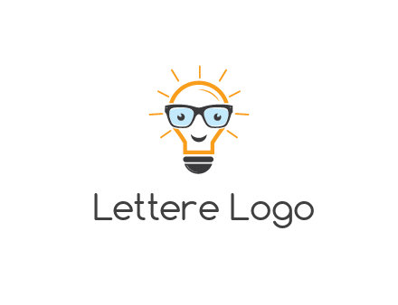 line art light bulb with face wearing glasses