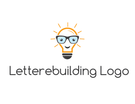 line art light bulb with face wearing glasses