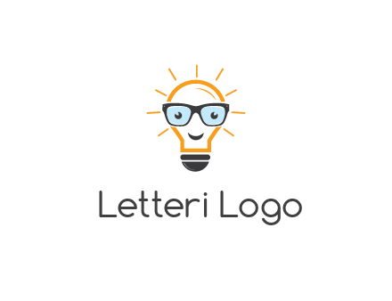 line art light bulb with face wearing glasses