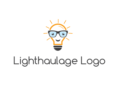 line art light bulb with face wearing glasses