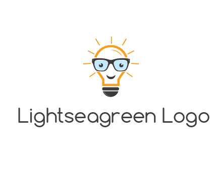 line art light bulb with face wearing glasses