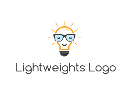 line art light bulb with face wearing glasses