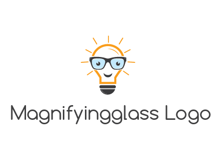 line art light bulb with face wearing glasses
