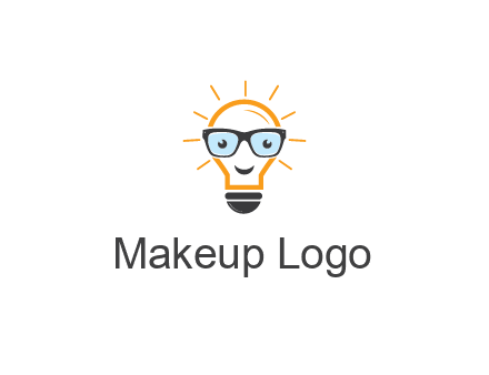 line art light bulb with face wearing glasses