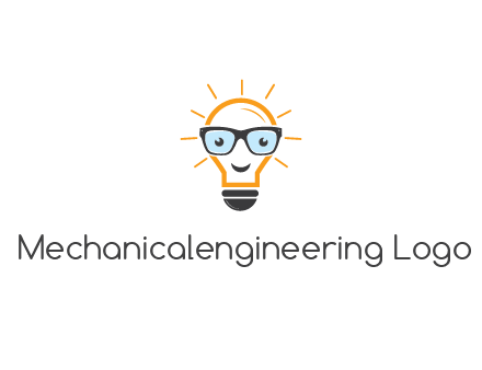 line art light bulb with face wearing glasses