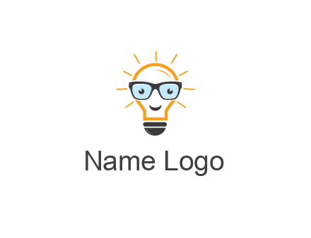 line art light bulb with face wearing glasses