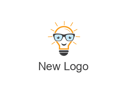 line art light bulb with face wearing glasses