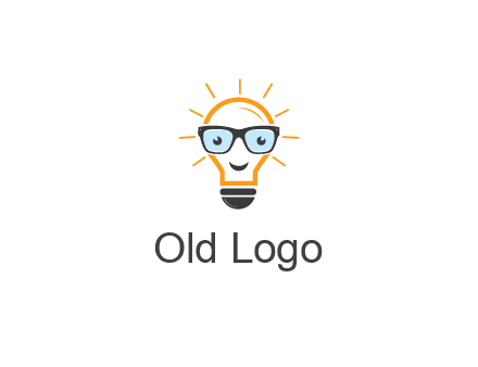 line art light bulb with face wearing glasses