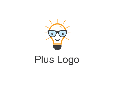 line art light bulb with face wearing glasses
