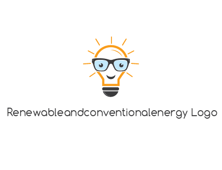 line art light bulb with face wearing glasses