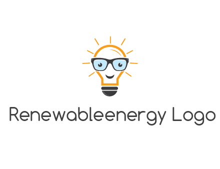 line art light bulb with face wearing glasses