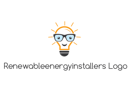 line art light bulb with face wearing glasses