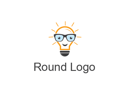 line art light bulb with face wearing glasses