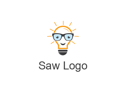 line art light bulb with face wearing glasses