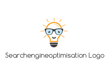 line art light bulb with face wearing glasses