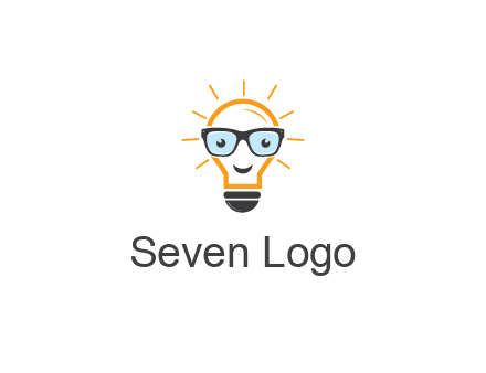 line art light bulb with face wearing glasses