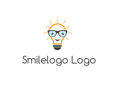 line art light bulb with face wearing glasses