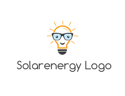 line art light bulb with face wearing glasses