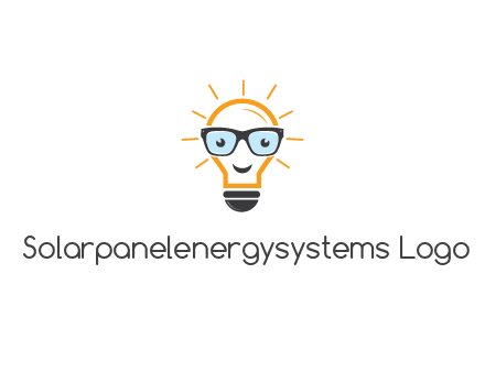 line art light bulb with face wearing glasses