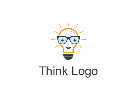 line art light bulb with face wearing glasses