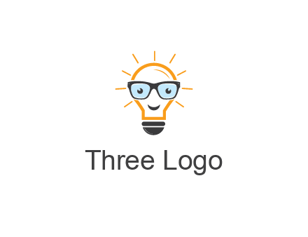 line art light bulb with face wearing glasses