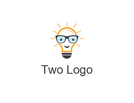 line art light bulb with face wearing glasses