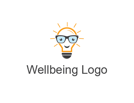 line art light bulb with face wearing glasses