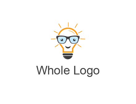 line art light bulb with face wearing glasses