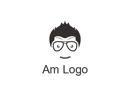 negative spacing man face wearing glasses