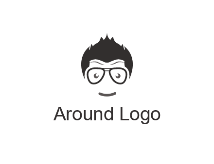 negative spacing man face wearing glasses