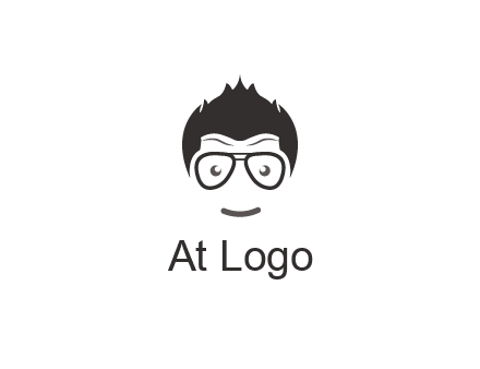 negative spacing man face wearing glasses