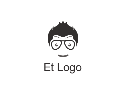 negative spacing man face wearing glasses