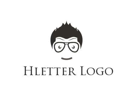 negative spacing man face wearing glasses