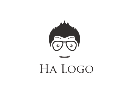 negative spacing man face wearing glasses
