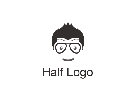 negative spacing man face wearing glasses