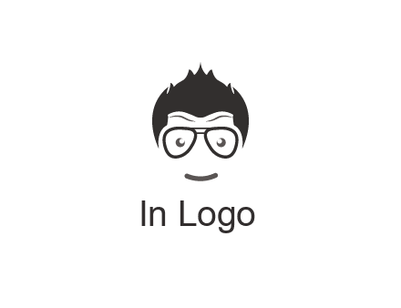 negative spacing man face wearing glasses