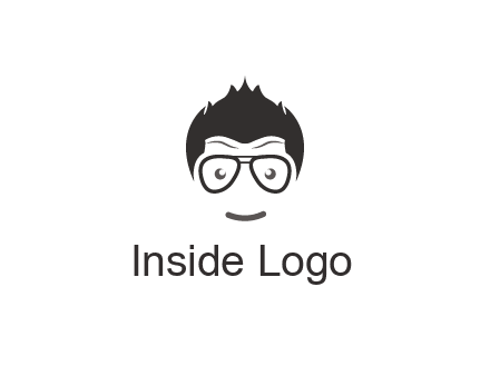 negative spacing man face wearing glasses