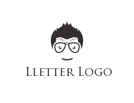 negative spacing man face wearing glasses
