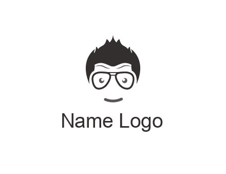 negative spacing man face wearing glasses