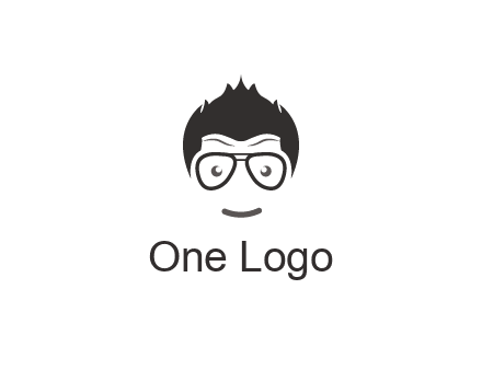 negative spacing man face wearing glasses