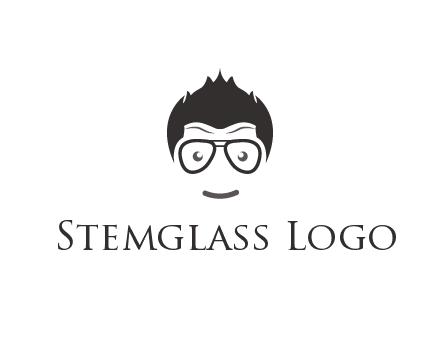 negative spacing man face wearing glasses