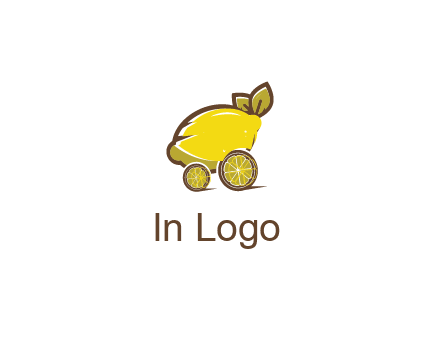 lemon with lemon slices forming cart