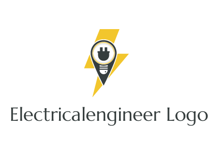 thunder bolt behind location pin with socket in lightbulb 