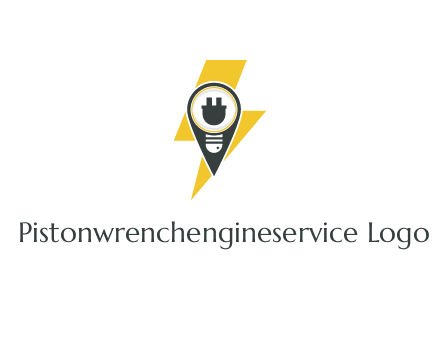 thunder bolt behind location pin with socket in lightbulb 